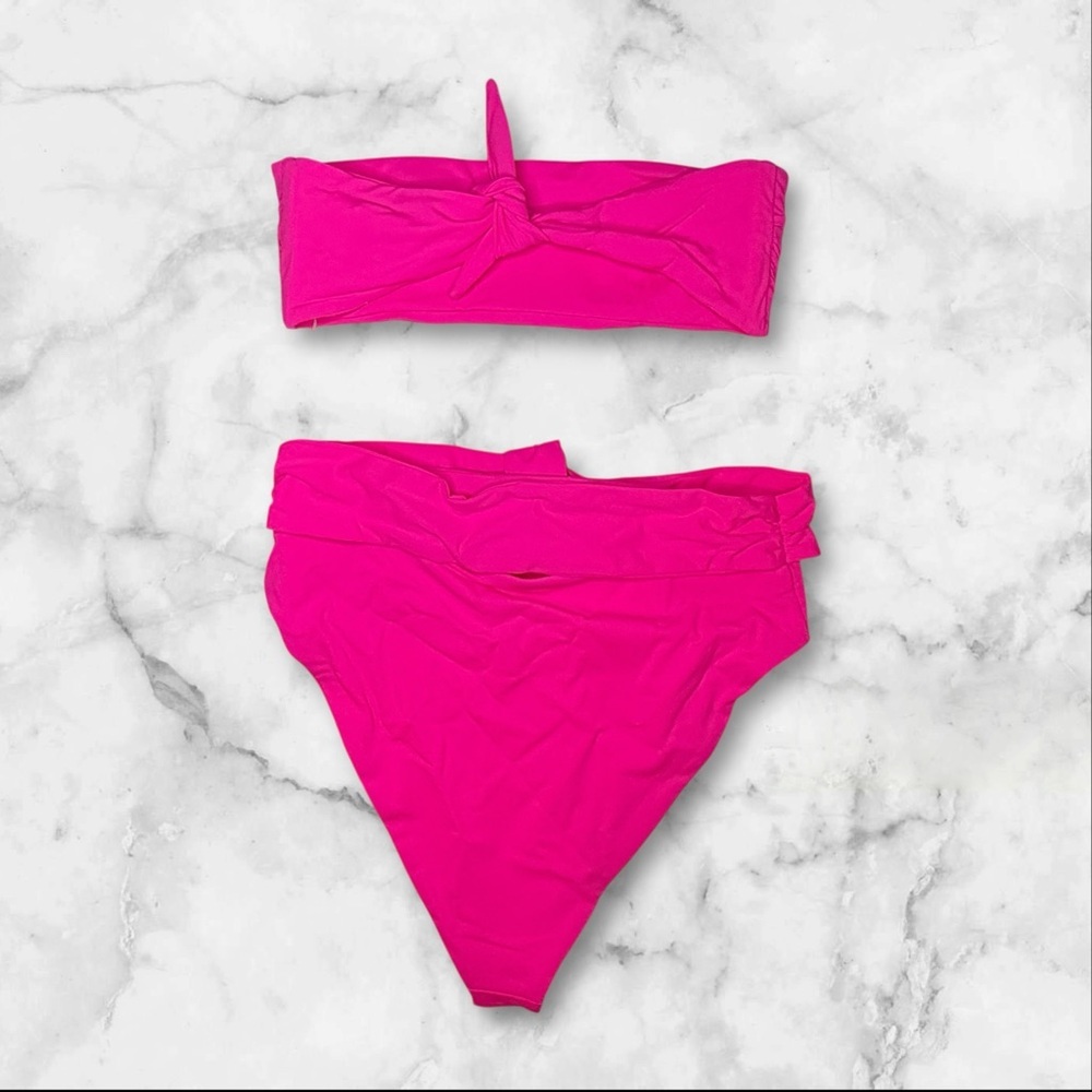 NWT | Mara Hoffman | Bandeau Bikini Set Two-Piece Swimsuit Hot Pink | Size M - Picture 3 of 10